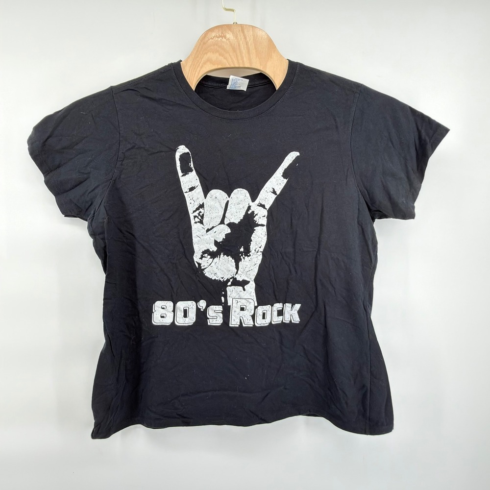 Port & Company T-Shirt Mens XXL Black 80s Rock Horns Graphic Heavy Metal Tee